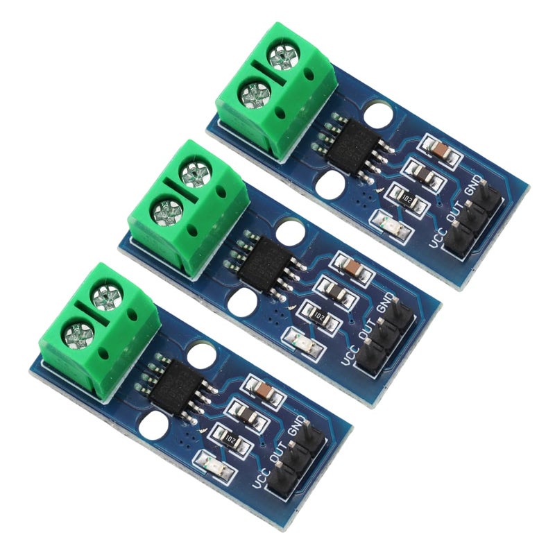 Ferwooh ACS712 30A Range Power Sensor Module Chip ACS712ELC-30A Current Sensor Module Hall Sensor Measurement Module with Power Indicator for Arduino (Pack of 3PCS) - Image 1